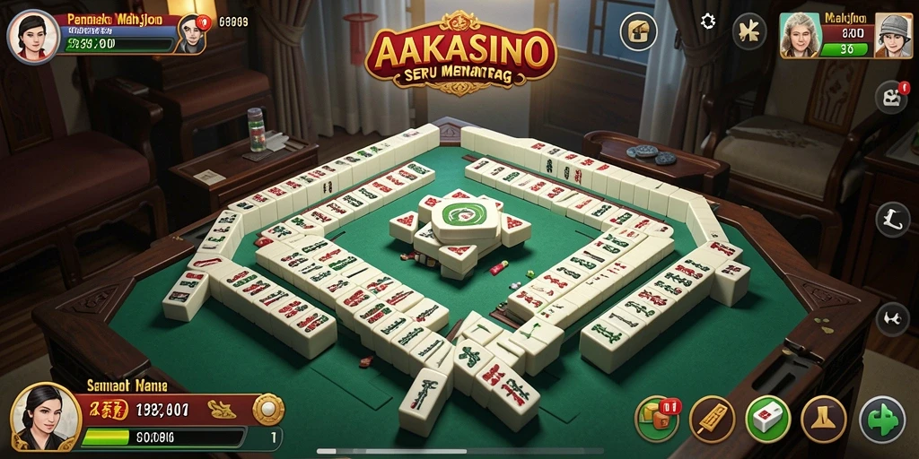 Tampilan gameplay seru dari AAKASINO dengan ubin Mahjong yang menarik.