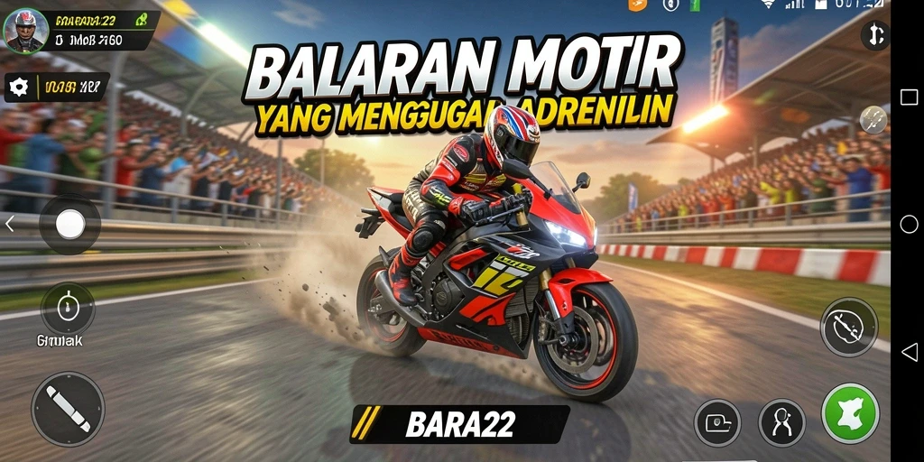Screenshot menampilkan balapan motor yang intens dan seru.