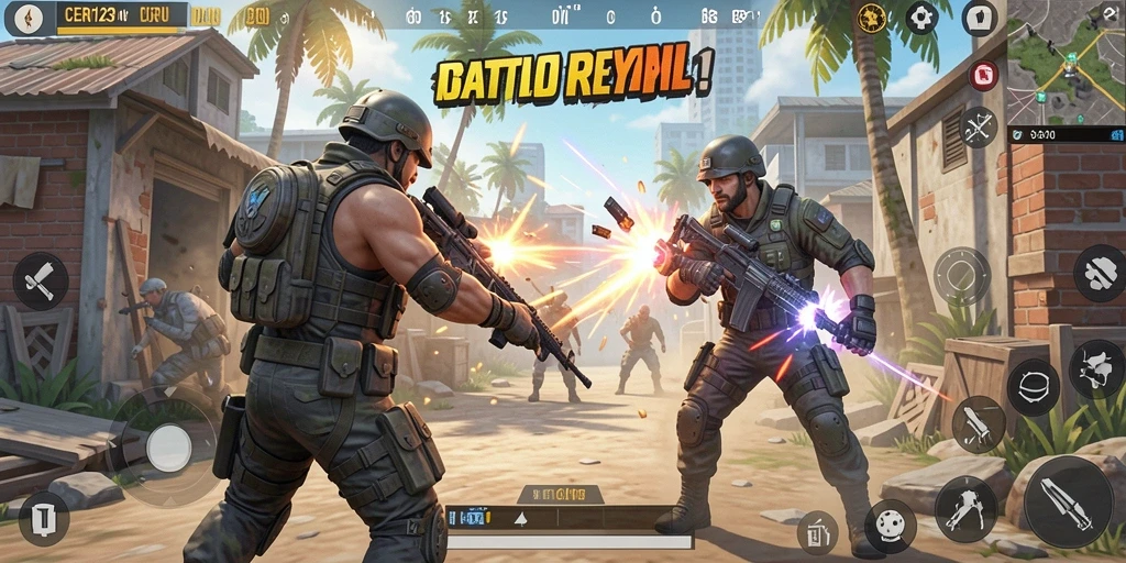 Tampilan gameplay CERI123 yang mendebarkan dalam pertempuran Battle Royale.