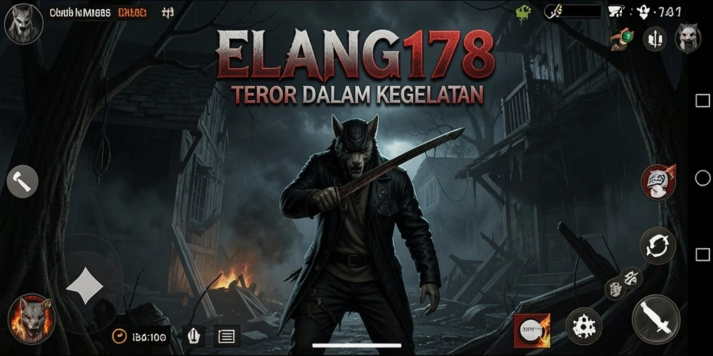 Screenshot gameplay ELANG178 menampilkan suasana mencekam di malam hari.