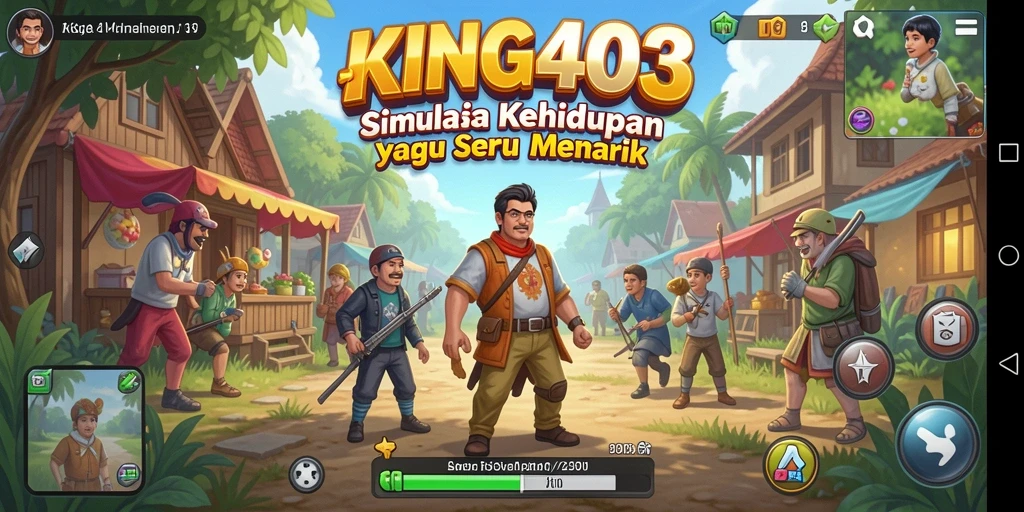 Tampilan gameplay KING403 yang menunjukkan interaksi sosial dan kustomisasi karakter.