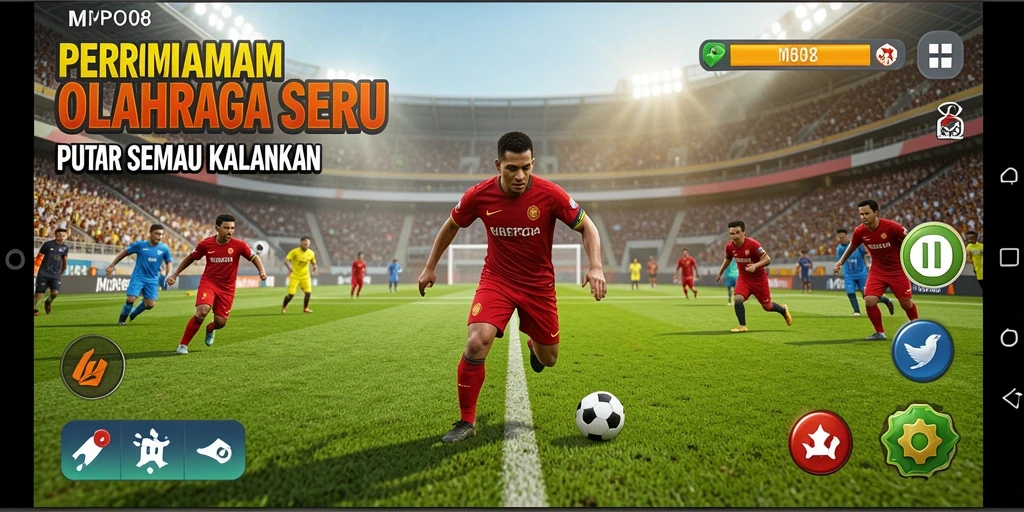 Screenshot utama MPO08 menampilkan aksi seru dalam permainan olahraga.