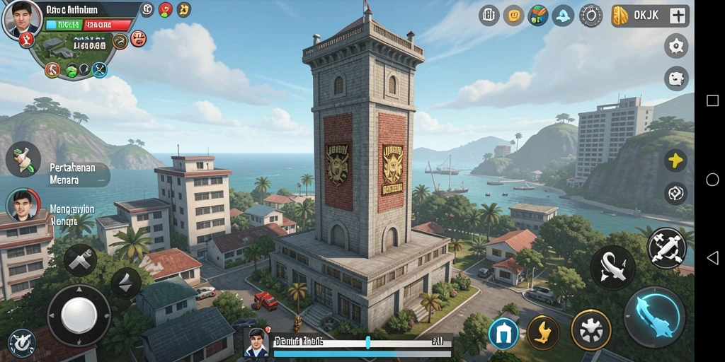 Screenshot gameplay OKJK menampilkan aksi menegangkan Tower Defense.
