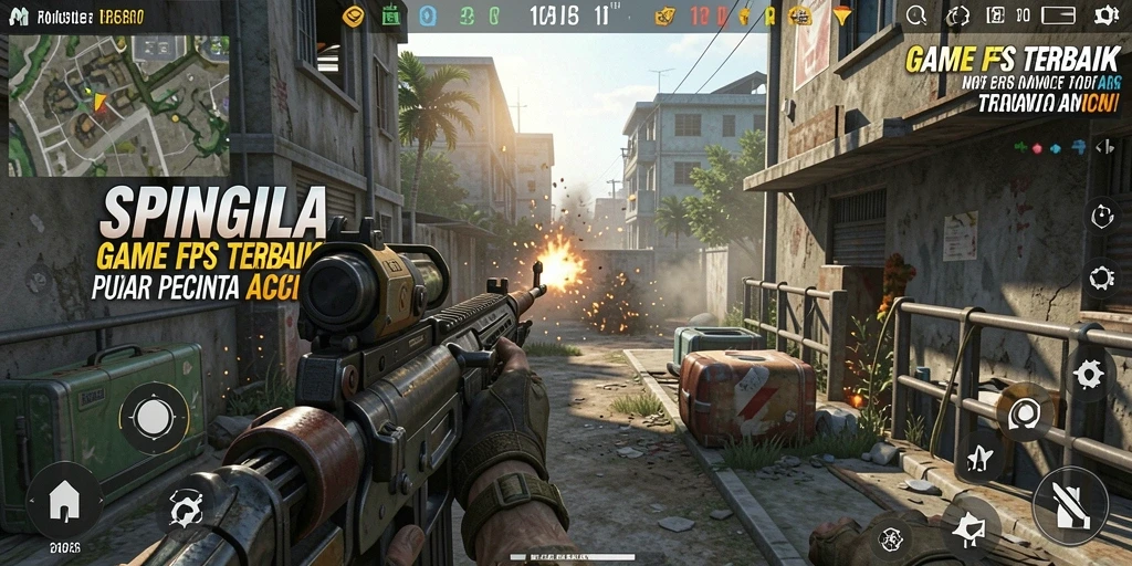 Screenshot gameplay SPINGILA yang menunjukkan aksi seru dalam pertempuran FPS.