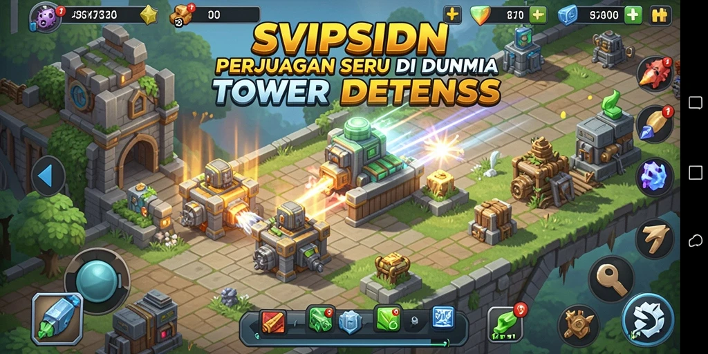 Tangkapan layar gameplay SVIPSIDN menampilkan aksi mendebarkan dalam Tower Defense.
