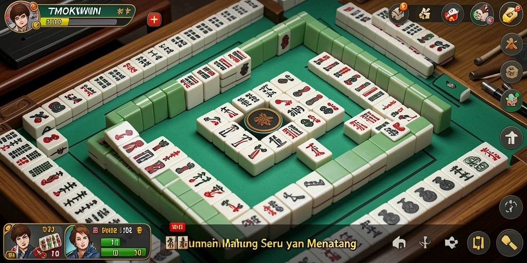 Screenshot gameplay TMOKWIN menampilkan tumpukan ubin Mahjong yang menantang.