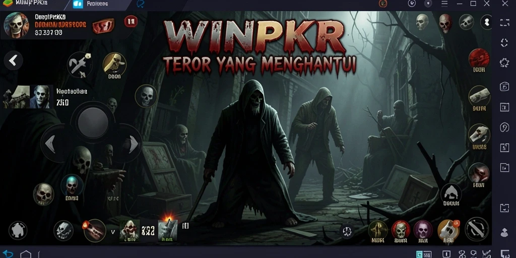 Screenshot gameplay <strong>WINPKR</strong> dengan suasana horor yang mencekam.